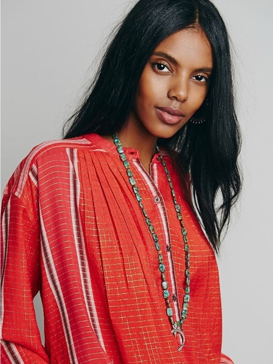 Free People Tops - Free People Lurex Tunic Orange Red Metallic Size Small